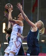 25 June 2015; Anna Leshkovtseva, Russia, in action against Niamh Dwyer, left, and Suzanne Maguire, Ireland, during their Women's 3x3 Basketball Quarter Final match. 2015 European Games, Basketball Arena, European Games Park, Baku, Azerbaijan. Picture credit: Stephen McCarthy / SPORTSFILE