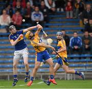 25 June 2015; Kevin Hassett, Tipperary, in action against Jason McCarthy, Clare. 2015 Electric Ireland Munster GAA Hurling Minor Championship, Clare v Tipperary. Semple Stadium, Thurles, Co. Tipperary. Picture credit: Ray McManus / SPORTSFILE