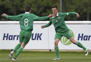 26 June 2015; Ireland's Luke Evans, right, celebrates after scoring his side's goal with team-mate Carl McKee. This tournament is the only chance the Irish team have to secure a precious qualifying spot for the 2016 Rio Paralympic Games. 2015 CP Football World Championships, Ireland v Argentina, St. George’s Park, Tatenhill, Burton-upon-Trent, Staffordshire, England. Picture credit: Magi Haroun / SPORTSFILE