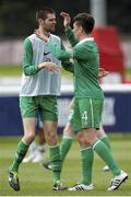 26 June 2015; Ireland's Luke Evans, right, and Darragh Snell celebrate after the game. This tournament is the only chance the Irish team have to secure a precious qualifying spot for the 2016 Rio Paralympic Games. 2015 CP Football World Championships, Ireland v Argentina, St. George’s Park, Tatenhill, Burton-upon-Trent, Staffordshire, England. Picture credit: Magi Haroun / SPORTSFILE