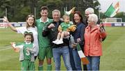 26 June 2015; Ireland's Luke Evans who scored his side's winning goal is pictured with members of his family after the game. This tournament is the only chance the Irish team have to secure a precious qualifying spot for the 2016 Rio Paralympic Games. 2015 CP Football World Championships, Ireland v Argentina, St. George’s Park, Tatenhill, Burton-upon-Trent, Staffordshire, England. Picture credit: Magi Haroun / SPORTSFILE
