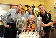 8 September 2008; Kilkenny players, from left, James 'Cha' Fitzpatrick, Eddie Brennan, Derek Lyng and minor captain Thomas Breen with 13 year old Kilkenny supporter Caoimhe Phelan holding the Liam MacCarthy Cup and the Irish Press Cup during a visit to Our Lady's Hospital for Sick Chidren in Crumlin. Crumlin, Co. Dublin. Picture credit: Pat Murphy / SPORTSFILE