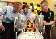 8 September 2008; Kilkenny players, from left, James 'Cha' Fitzpatrick, Eddie Brennan, hidden, Derek Lyng and minor captain Thomas Breen with 13 year old Kilkenny supporter Caoimhe Phelan holding the Liam MacCarthy Cup and the Irish Press Cup during a visit to Our Lady's Hospital for Sick Chidren in Crumlin. Crumlin, Co. Dublin. Picture credit: Pat Murphy / SPORTSFILE