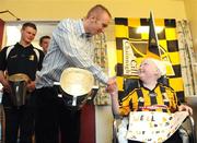 8 September 2008; Kilkenny's James 'Cha' Fitzpatrick holding the Liam MacCarthy Cup, is greeted by thirteen year old Kilkenny supporter Caoimhe Phelan during a visit to Our Lady's Hospital for Sick Chidren in Crumlin. Crumlin, Co. Dublin. Picture credit: Pat Murphy / SPORTSFILE