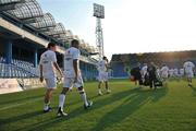 9 September 2008; Republic of Ireland players Alex Bruce, left, and Steven Reid walk out onto the pitch before the start of squad training. City Stadium, Podgorica, Montenegro. Picture credit; David Maher / SPORTSFILE
