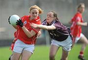 31 August 2008; Sinead O'Reilly, Cork, in action against Tracey Leonard, Galway. All-Ireland Ladies U16 A Football Championship Final, Cork v Galway, McDonagh Park, Nenagh, Co. Tipperary. Picture credit: Brian Lawless / SPORTSFILE