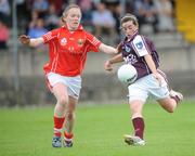 31 August 2008; Michelle Burke, Galway, in action against Patricia Dunne, Cork. All-Ireland Ladies U16 A Football Championship Final, Cork v Galway, McDonagh Park, Nenagh, Co. Tipperary. Picture credit: Brian Lawless / SPORTSFILE