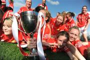 31 August 2008; Cork players celebrate with the cup. All-Ireland Ladies U16 A Football Championship Final, Cork v Galway, McDonagh Park, Nenagh, Co. Tipperary. Picture credit: Brian Lawless / SPORTSFILE