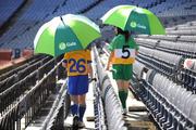 9 September 2008; Clare captain Deirdre Murphy, left, and Offaly captain Marion Crean during a Gala All-Ireland Senior and Junior Camogie Championship Finals Photocall. Croke Park, Dublin. Picture credit; Paul Mohan / SPORTSFILE