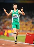 10 September 2008; Ireland's Michael McKillop, from Glengormley, Co. Antrim, celebrates after winning the Men's 800m - T37 in a World Record Time of 1:59.39. Beijing Paralympic Games 2008, Men's 800m - T37, National Stadium, Olympic Green, Beijing, China. Picture credit: Brian Lawless / SPORTSFILE