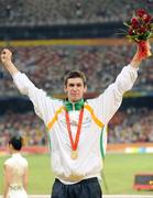 10 September 2008; Ireland's Michael McKillop, from Glengormley, Co. Antrim, celebrates with the Gold medal after winning the Men's 800m - T37 in a World Record Time of 1:59.39. Beijing Paralympic Games 2008, Men's 800m - T37, National Stadium, Olympic Green, Beijing, China. Picture credit: Brian Lawless / SPORTSFILE