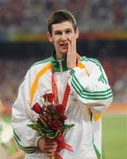 10 September 2008; Ireland's Michael McKillop, from Glengormley, Co. Antrim, with the Gold medal after winning the Men's 800m - T37 in a World Record Time of 1:59.39. Beijing Paralympic Games 2008, Men's 800m - T37, National Stadium, Olympic Green, Beijing, China. Picture credit: Brian Lawless / SPORTSFILE