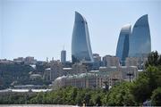 25 June 2015; A general view of Flame Towers in Baku during the 2015 European Games in Baku, Azerbaijan. Picture credit: Stephen McCarthy / SPORTSFILE