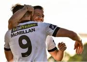 26 June 2015; David McMillan, Dundalk, celebrates after scoring his side's third goal with team-mate Darren Meenan. SSE Airtricity League Premier Division, Dundalk v Limerick FC, Oriel Park, Dundalk, Co. Louth. Picture credit: David Maher / SPORTSFILE