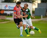 26 June 2015; Karl Sheppard, Derry City, in action against Shaun Kelly, Cork City. SSE Airtricity League Premier Division, Derry City v Cork City, Brandywell, Derry. Picture credit: Oliver McVeigh / SPORTSFILE