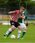 26 June 2015; Ronan Curtis, Derry City, in action against Kevin O'Connor, Cork City. SSE Airtricity League Premier Division, Derry City v Cork City, Brandywell, Derry. Picture credit: Oliver McVeigh / SPORTSFILE