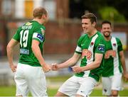 26 June 2015; Karl Sheppard, Cork City, left, celebrates awith Garry Buckley after scoring his sides first goal. SSE Airtricity League Premier Division, Derry City v Cork City, Brandywell, Derry. Picture credit: Oliver McVeigh / SPORTSFILE