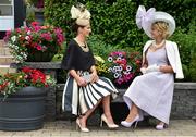27 June 2015; Ciara Murphy, left, and Elaine Bury of Dunboyne, Co. Meath. Curragh Derby Festival. The Curragh, Co. Kildare. Picture credit: Cody Glenn / SPORTSFILE
