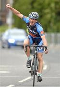 27 June 2015; Kevin O'Leary, St. Finbarr's Club, winning the M60 Road Race during the National Road Race Cycling Championships. Omagh, Co. Tyrone. Picture credit: Stephen McMahon / SPORTSFILE