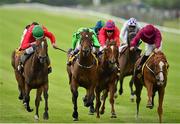 27 June 2015; Colour Blue, with Connor King up, far left, on their way to winning the Dubai Duty Free Full Of Surprises Celebration Stakes. Curragh Derby Festival. The Curragh, Co. Kildare. Picture credit: Cody Glenn / SPORTSFILE