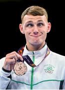 27 June 2015; Sean McComb, Ireland, after being presented with his Men's Boxing Light 60kg bronze medal. 2015 European Games, Crystal Hall, Baku, Azerbaijan. Picture credit: Stephen McCarthy / SPORTSFILE