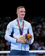 27 June 2015; Michael O'Reilly, Ireland, after being presented with his Men's Boxing Middle 75kg gold medal. 2015 European Games, Crystal Hall, Baku, Azerbaijan. Picture credit: Stephen McCarthy / SPORTSFILE