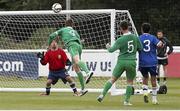 26 June 2015; Ireland's Luke Evans heads his side's winning goal past Argentina goalkeeper Gustavo Nahuelquin. This tournament is the only chance the Irish team have to secure a precious qualifying spot for the 2016 Rio Paralympic Games. 2015 CP Football World Championships, Ireland v Argentina, St. George’s Park, Tatenhill, Burton-upon-Trent, Staffordshire, England. Picture credit: Magi Haroun / SPORTSFILE