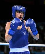 27 June 2015; Katie Taylor, Ireland, during her Women's Boxing Light 60kg Final bout with Estelle Mossely, France. 2015 European Games, Crystal Hall, Baku, Azerbaijan. Picture credit: Stephen McCarthy / SPORTSFILE