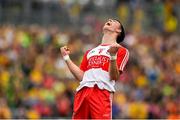 27 June 2015; Derry's Shea Downey celebrates his side's victory.  Electric Ireland Ulster GAA Football Minor Championship, Semi Final, Derry v Donegal. St Tiernach's Park, Clones, Co. Monaghan. Picture credit: Ramsey Cardy / SPORTSFILE