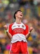 27 June 2015; Derry's Shea Downey celebrates his side's victory.  Electric Ireland Ulster GAA Football Minor Championship, Semi Final, Derry v Donegal. St Tiernach's Park, Clones, Co. Monaghan. Picture credit: Ramsey Cardy / SPORTSFILE