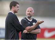 26 June 2015; Ireland manager Gerard Glynn, right, in conversation with the England manager Barry Ferguson during the half time interval. This tournament is the only chance the Irish team have to secure a precious qualifying spot for the 2016 Rio Paralympic Games. 2015 CP Football World Championships, Ireland v England, St. George’s Park, Tatenhill, Burton-upon-Trent, Staffordshire, England. Picture credit: Magi Haroun / SPORTSFILE