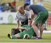 26 June 2015; Paraic Leacy, Ireland, is attended to by medical staff during the first half, before being substituted. This tournament is the only chance the Irish team have to secure a precious qualifying spot for the 2016 Rio Paralympic Games. 2015 CP Football World Championships, Ireland v England, St. George’s Park, Tatenhill, Burton-upon-Trent, Staffordshire, England. Picture credit: Magi Haroun / SPORTSFILE