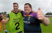 27 June 2015; Wexford manager David Power and coach Matty Forde celebrates after the final whistle. GAA Football All-Ireland Senior Championship, Round 1B, Wexford v Down. Innovate Wexford Park, Wexford. Picture credit: Matt Browne / SPORTSFILE