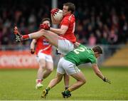 27 June 2015; Bevan Duffy, Louth, in action against Matthew Murphy, Leitrim. GAA Football All-Ireland Senior Championship, Round 1B, Louth v Leitrim. County Grounds, Drogheda, Co. Louth. Picture credit: Piaras Ó Mídheach / SPORTSFILE