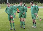 26 June 2015; Ireland's Dillon Sheridan, Eric O'Flaherty and Carl McKee dejected after the final whistle. This tournament is the only chance the Irish team have to secure a precious qualifying spot for the 2016 Rio Paralympic Games. 2015 CP Football World Championships, Ireland v England, St. George’s Park, Tatenhill, Burton-upon-Trent, Staffordshire, England. Picture credit: Magi Haroun / SPORTSFILE