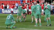 26 June 2015; Ireland players look dejected after the final whistle. This tournament is the only chance the Irish team have to secure a precious qualifying spot for the 2016 Rio Paralympic Games. 2015 CP Football World Championships, Ireland v England, St. George’s Park, Tatenhill, Burton-upon-Trent, Staffordshire, England. Picture credit: Magi Haroun / SPORTSFILE