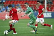 26 June 2015; Jason Moran, Ireland, in action against Harry John Baker, left, and Jack Rutter, England. This tournament is the only chance the Irish team have to secure a precious qualifying spot for the 2016 Rio Paralympic Games. 2015 CP Football World Championships, Ireland v England, St. George’s Park, Tatenhill, Burton-upon-Trent, Staffordshire, England. Picture credit: Magi Haroun / SPORTSFILE
