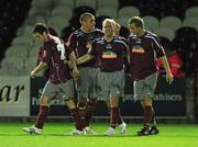 11 September 2008; Mark McCulloch, second from right, Galway United, celebrates after scoring his side's first goal with team-mates, left to right, Jason Molloy, John Lester and Jesper Jorgensen. FAI Ford Cup Quarter-Final, Galway United v Bray Wanderers, Terryland Park, Galway. Picture credit: David Maher / SPORTSFILE