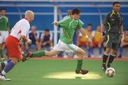 12 September 2008; Ireland's Joe Markey, from Clontibret, Monaghan, shoots to score his side's goal. The match ended in a 1-1 draw and means Ireland will face China in a classification match this coming Sunday 14th. Beijing Paralympic Games 2008, Ireland v Great Britain, 7-A-Side Soccer, First Round, Group B, Match 12, Olympic Green Hockey Field A, Beijing, China. Picture credit: Brian Lawless / SPORTSFILE