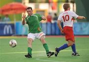12 September 2008; Ireland's Alan O'Hara, from Portrane, Dublin, in action against Michael Wilson, Great Britain. The match ended in a 1-1 draw and means Ireland will face China in a classification match this coming Sunday 14th. Beijing Paralympic Games 2008, Ireland v Great Britain, 7-A-Side Soccer, First Round, Group B, Match 12, Olympic Green Hockey Field A, Beijing, China. Picture credit: Brian Lawless / SPORTSFILE