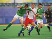 12 September 2008; Luke Evans, Ireland, from Artane, Dublin, in action against Michael Barker, Great Britain. The match ended in a 1-1 draw and means Ireland will face China in a classification match this coming Sunday 14th. Beijing Paralympic Games 2008, Ireland v Great Britain, 7-A-Side Soccer, First Round, Group B, Match 12, Olympic Green Hockey Field A, Beijing, China. Picture credit: Brian Lawless / SPORTSFILE