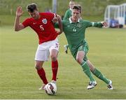 27 June 2015; Luke Evans, Ireland, in action against Jack Rutter, England. This tournament is the only chance the Irish team have to secure a precious qualifying spot for the 2016 Rio Paralympic Games. 2015 CP Football World Championships, Ireland v England, St. George’s Park, Tatenhill, Burton-upon-Trent, Staffordshire, England. Picture credit: Magi Haroun / SPORTSFILE
