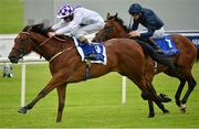 28 June 2015; Sanus Per Aquam with Kevin Manning up, ahead of Lieutenant General with Donnacha O'Brien up, on their way to winning the Barronstown Stud E.B.F. (C & G) Maiden. Curragh Derby Festival. The Curragh, Co. Kildare. Picture credit: Cody Glenn / SPORTSFILE