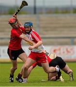 28 June 2015; Jonathan O'Dwyer, Derry, in action against Rian Branagan, Down. Ulster GAA Hurling Senior Championship, Semi-Final, Derry v Down. Owenbeg, Derry. Picture credit: Seb Daly / SPORTSFILE