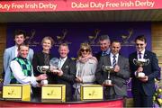 28 June 2015; Winning connections with jockey Seamie Heffernan, second from left, after Diamondsandrubies won the Sea Stars Pretty Polly Stakes. Curragh Derby Festival. The Curragh, Co. Kildare. Picture credit: Cody Glenn / SPORTSFILE