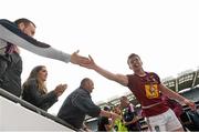 28 June 2015; Ger Egan, Westmeath captain, celebrates at the end of the game. Leinster GAA Football Senior Championship, Semi-Final, Westmeath v Meath. Croke Park, Dublin. Picture credit: David Maher / SPORTSFILE