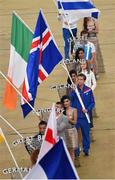 28 June 2015; Ireland flag bearer Mona McSharry, Swimming, during the 2015 European Games Closing Ceremony in the Olympic Stadium, Baku, Azerbaijan. Picture credit: Stephen McCarthy / SPORTSFILE
