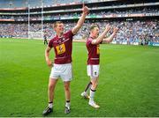28 June 2015; Westmeath players John Heslin, left, and Shane Dempsey, celebrate after the game. Leinster GAA Football Senior Championship, Semi-Final, Westmeath v Meath. Croke Park, Dublin. Picture credit: Dáire Brennan / SPORTSFILE