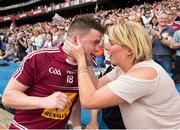 28 June 2015; Westmeath's John Connellan is congratulated by his sister Eimer after the game. Leinster GAA Football Senior Championship, Semi-Final, Westmeath v Meath. Croke Park, Dublin. Picture credit: Ray McManus / SPORTSFILE