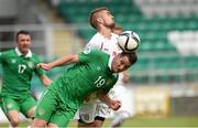 28 June 2015; James Lee, Eastern Region IRL, in action against David Lang, South Moravia. Eastern Region IRL v South Moravia, Group A, UEFA Regions Cup. Tallaght Stadium, Tallaght, Co. Dublin. Picture credit: Matt Browne / SPORTSFILE